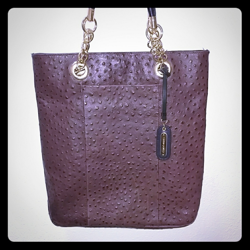 Cynthia Rowley Ostrich Embossed Leather Tote NWOT